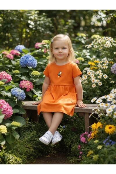 Zekids Baby Girl Parrot Patterned Cotton Dress