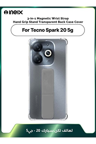 ineix 3-in-1 Magnetic Wrist Strap Hand Grip Stand Cover for Tecno Spark 20