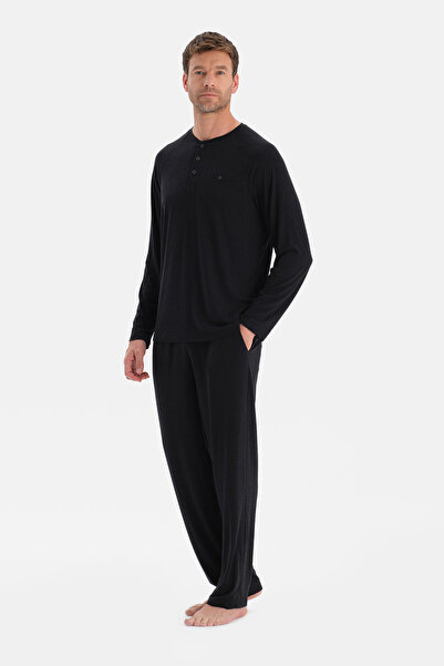 Dagi Long Sleeve Pajama Set with Pat and Pocket Details