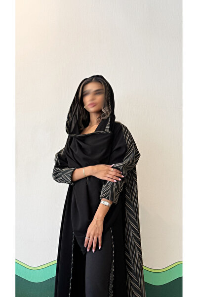 AYA - MW1715 - Abaya with two fabrics: Indonesian ceramic front and Indian jacquard back