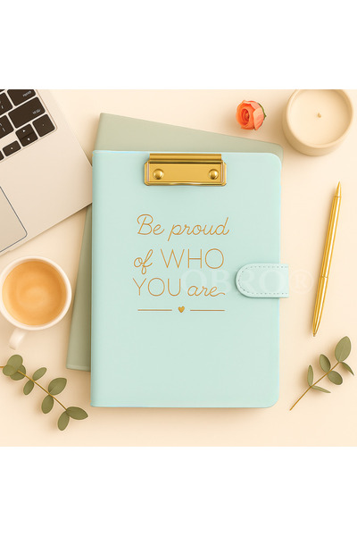 OBRO ® Mapă de agendă A5 „Be Proud” – Design elegant cu clemă aurie și închidere magnetică