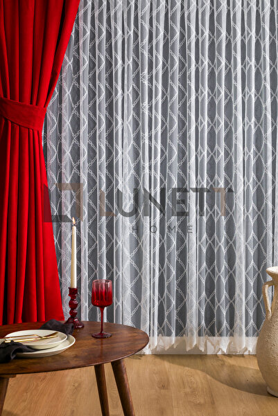 LUNETT HOME Red Color Island Velvet Medium Plied (1X2.5) Plied Background Curtain Single Wing V12477