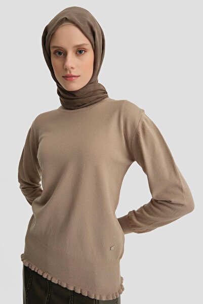 Armine Fırfır Detaylı Kazak 25KD7007 Vizon