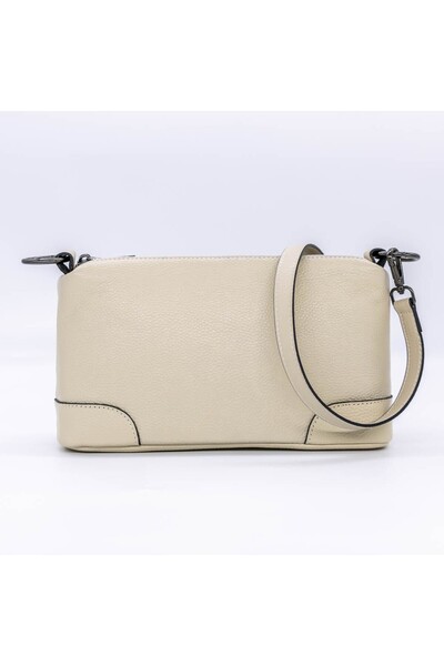 İNJOY Women's Genuine Leather Bag 8626 Cream
