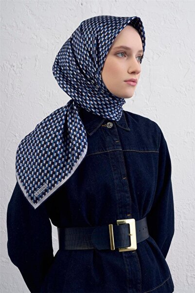 Armine Geometric Patterned Pure Silk Twill Scarf 9417D 03