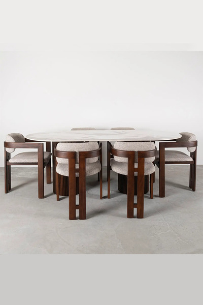 Helen Home LOTUS SERAMİK MASA TAKIMI CEVİZ