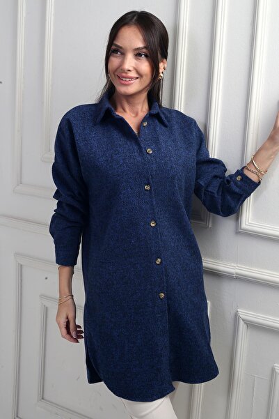 By Saygı Women's Side Slit Gray Tunic Shirt