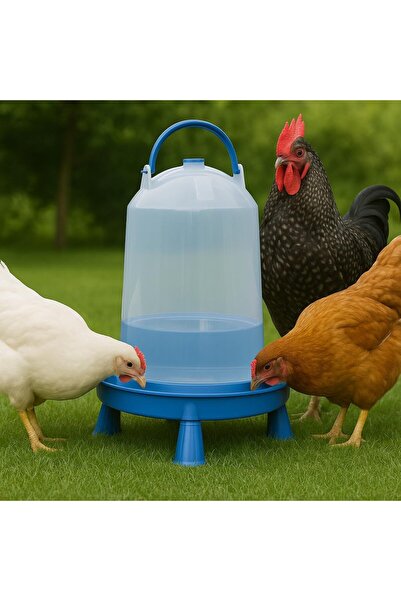 mastergold وعاء بلاستيكي لسقاية الطيور سعة 14 لترًا بقاعدة مرتفعة ومقبض قوي - للدجاج والبط والحمام (أزرق)