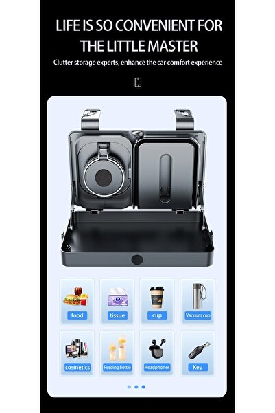 Coverzone Car Seat Back Foldable Table – Car Organizer with Cup Holder and Phone Stand K255