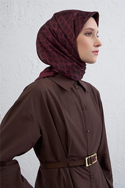 Armine Geometrik Desenli Saf İpek Twill Eşarp 9438D 54
