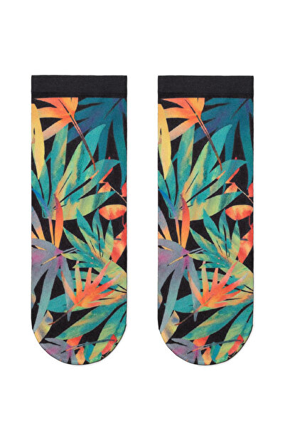 Conte Elegant Șosete 1/2 din poliamidă cu model de frunze colorate, Fantasy 0...