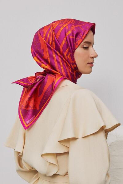 Armine Tivil Silk Scarf 9353-07 Pink Mixed Pattern
