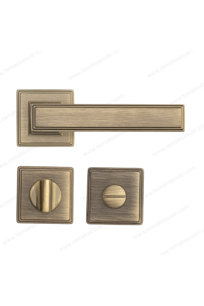 System Assos Rozetli Kapı Kolu Antik Renk Wc Mandallı Rozet