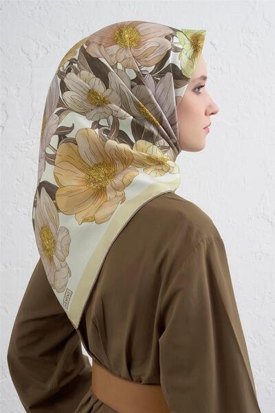 Armine بنقشة زهور وشاح حرير تويل نقي 9403D 38