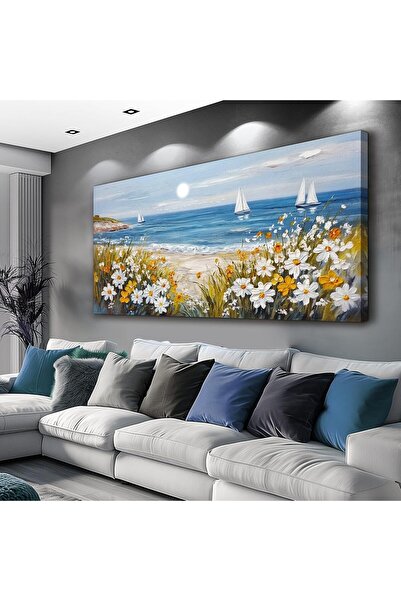 Emoda home Trove Blue Ocean Framed Canvas Wall Art (60x120 cm) – Modern Lands...