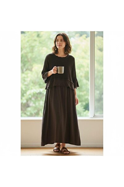 EREN STYLE Rochie din muselină cu detaliu franjuri italian - bluză și set de ...