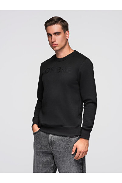 OMBRE Pánská klasická mikina s potiskem - černá V4 B1711