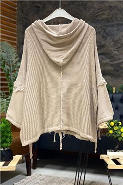 sahnemoda Hooded Tasseled Buttoned Bat Cardigan