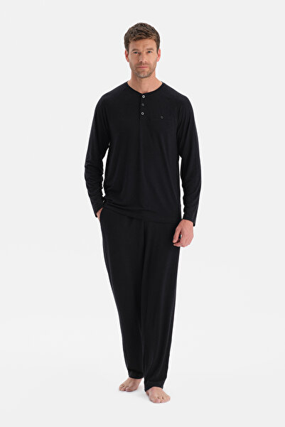 Dagi Long Sleeve Pajama Set with Pat and Pocket Details