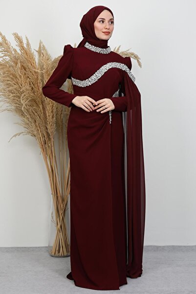 lizatesettür Hanzade Krep Abiye Bordo