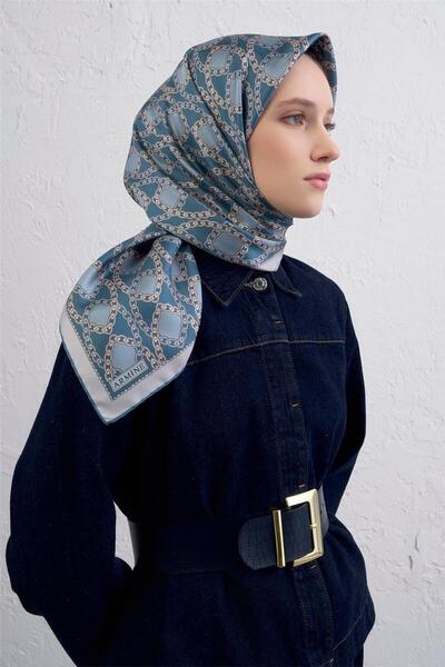 Armine Klasik Desenli Saf İpek Twill Eşarp 9410D 36