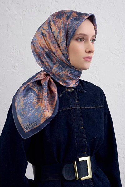 Armine Soyut Desenli Saf İpek Twill Eşarp 9433D 50
