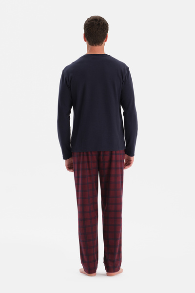 Dagi Lacivert Dikiş Detaylı Waffle Tişört Pantolon Pijama Takımı