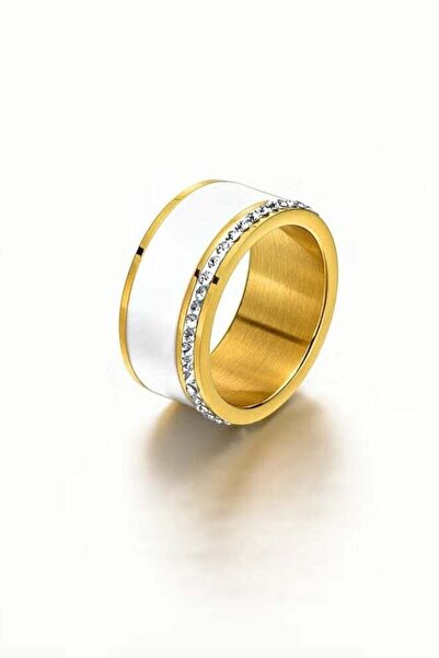 ROMAD خاتم فاخر - من الفولاذ المقاوم للصدأ والسيراميك الأبيض،