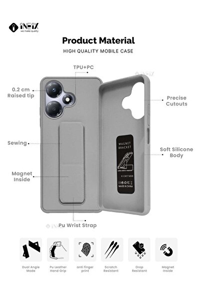ineix 3-in-1 Magnetic Wrist Strap Hand Grip Stand Cover for Infinix Hot 30i