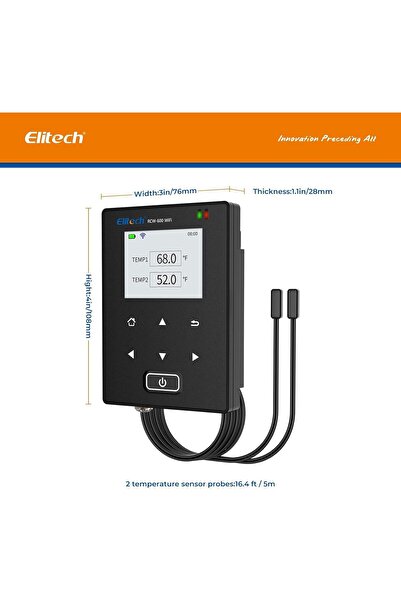 Generic Elitech RCW-600 WiFi Temperature Data Logger with 2 External Sensor Probes