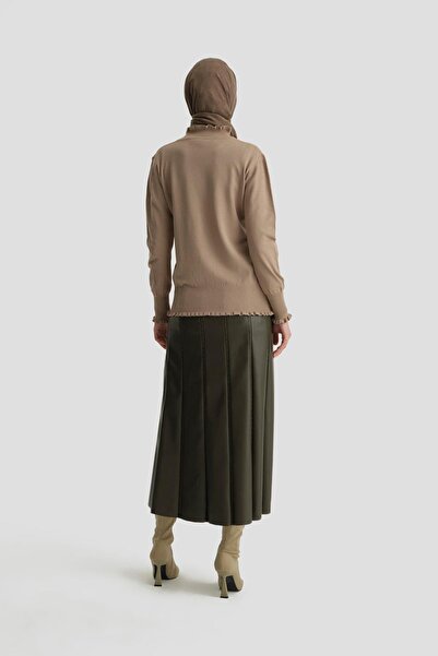 Armine Fırfır Detaylı Kazak 25KD7007 Vizon