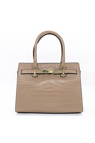 İNJOY Women's Genuine Leather Bag 6789 Khaki