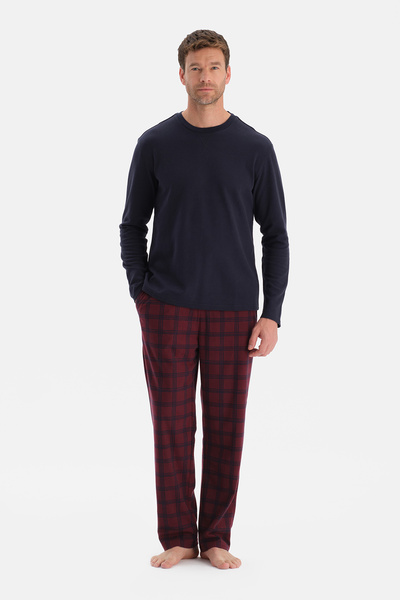 Dagi Lacivert Dikiş Detaylı Waffle Tişört Pantolon Pijama Takımı