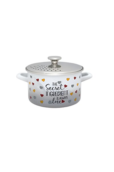 Metalac Enameled deep saucepan with lid 16