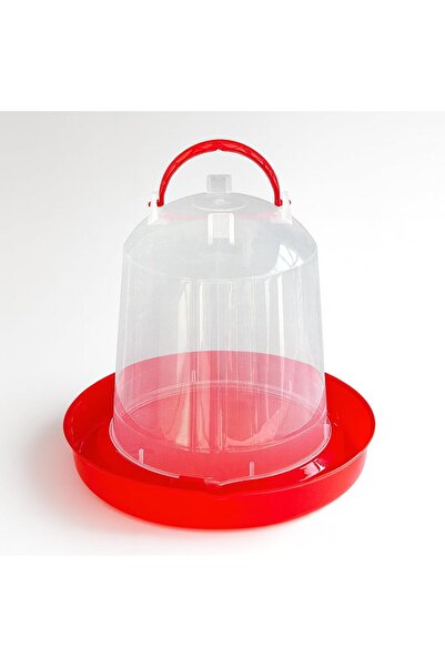 mastergold وعاء بلاستيكي شفاف لسقاية الطيور بسعة 6 لترات مع قاعدة متينة (أحمر، 6 لترات)