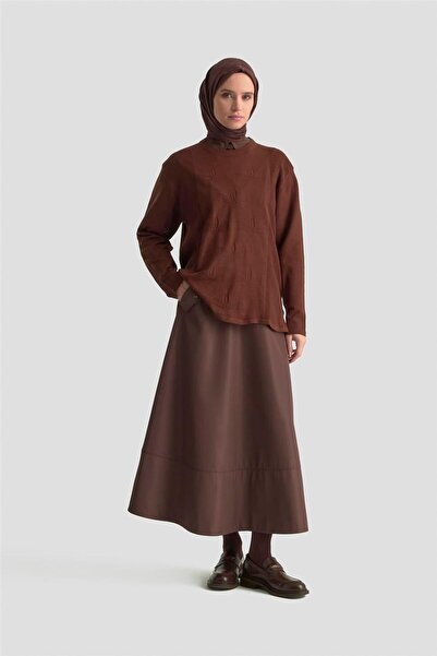 Armine Desenli Kazak 25KD7010 Kahverengi