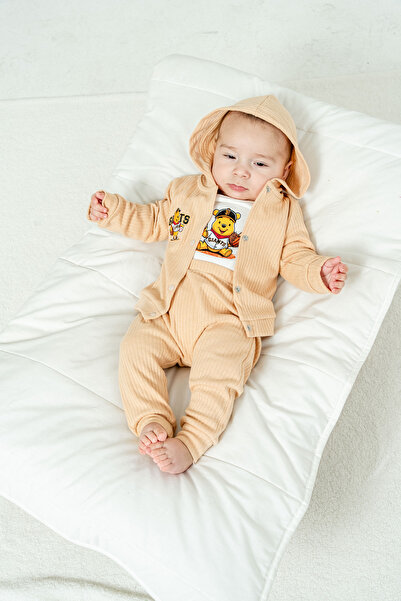 Chicsy Baby Baby Boy Teddy Bear Printed Bodysuits 3-Piece Transitional Set
