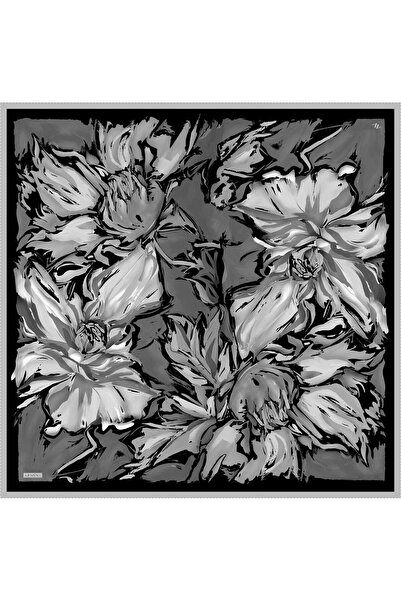 Armine Μεταξωτό Φουλάρι 2025 Καλοκαίρι - 9337-86 Μαύρο Καπνιστό Σούρα