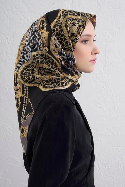 Armine Classic Patterned Pure Silk Twill Scarf 9411D 34