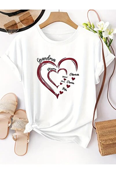 CLASİVA تي شيرت بتصميم عصري مطبوع عليه قلب خاص للجنسين قصة فضفاضة برقبة دائرية