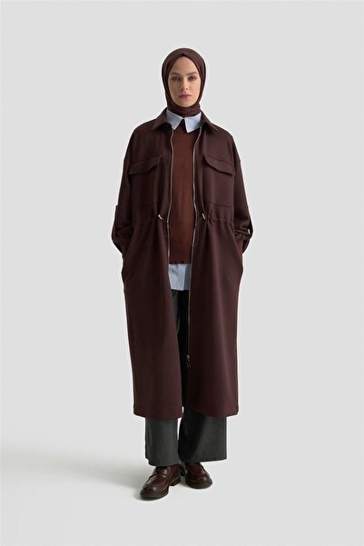 Armine Beli Büzgülü Örme Giyçık 25KD1504 Kahverengi