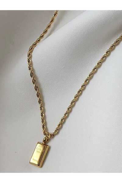 ZÜLİSCH ÇELİK KOLYE GOLD KÜLÇE CHARMLI MODEL BURGU ZİNCİR PASLANMAZ