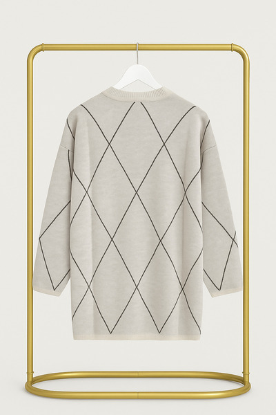 Kirazca Butik Women's Bow Patterned Stone Knitwear Tunic Sweater