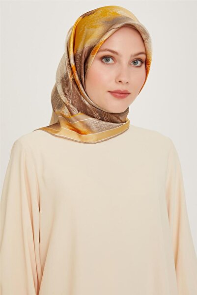 Armine Soyut Desenli Twill Saf İpek Eşarp 9240D 51