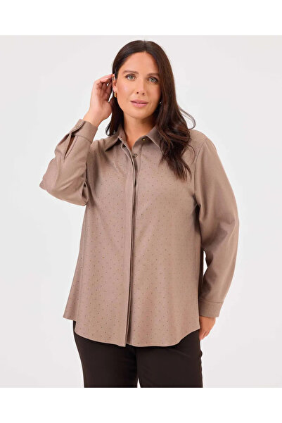 Gala-Xi Women's Plus Size Stone Buttoned Shirt 10002421514024