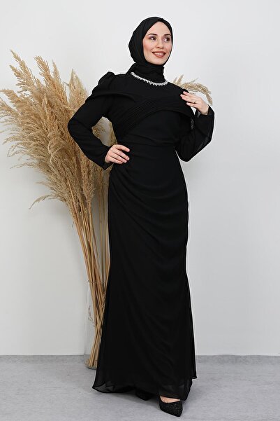 lizatesettür Açangül Şifon Abiye Siyah
