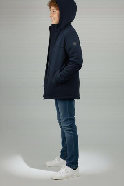 ASYAKİDS CLUB Boy's Hooded Zippered Mock Neck Water and Windproof Softshell Coat