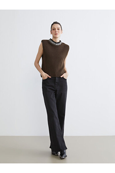 LC Waikiki Peak New Season Mock Neck Beaded Women's Knitwear Sweater