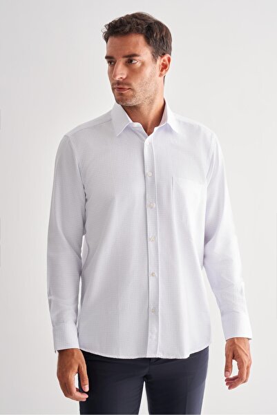 İmza White Hard Collar Long Sleeve Pocket Comfort Fit Classic Shirt 1004255164