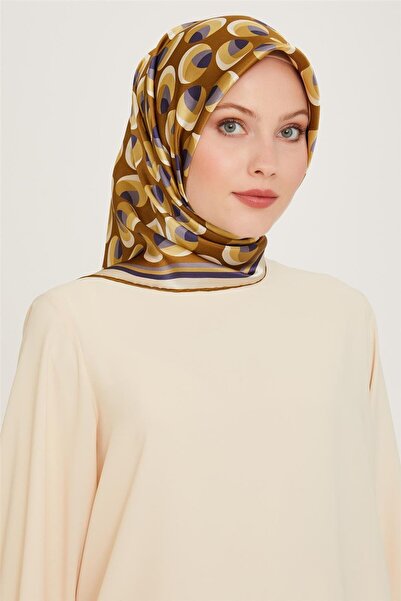Armine cu imprimeu geometric Twill Saf mătase Eșarfă 9219D 06